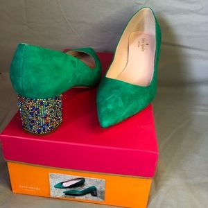 Kate Spade Green Block Rainbow Heel